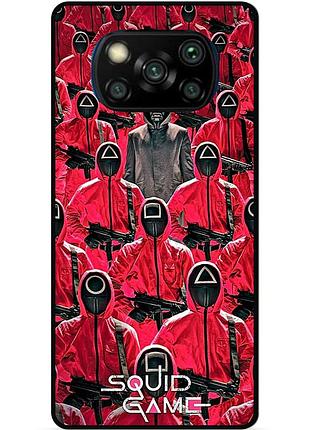 Силиконовый чехол бампер для xiaomi poco x3 с картинкой игра в кальмара
