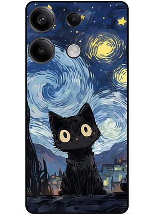 Силиконовый бампер чехол для huawei honor x6a с рисунком котик ван гог звездная ночь