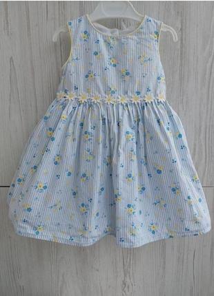 Брендовое хлопковое летнее платье tu для девочки 12-18м рост 80-86см