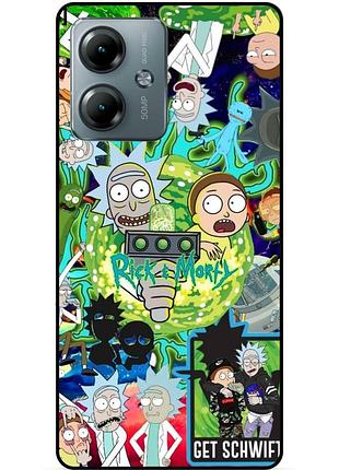 Силиконовый бампер чехол для motorola moto g14 с рисунком rick and morty рик и морти