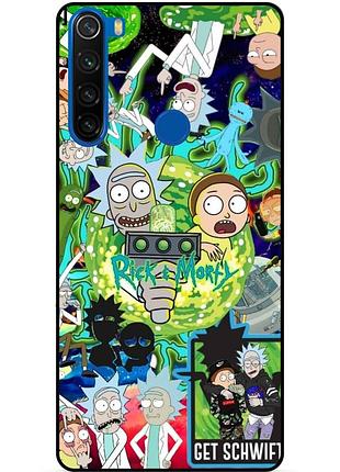 Силиконовый бампер чехол для xiaomi redmi note 8t с рисунком rick and morty рик и морти