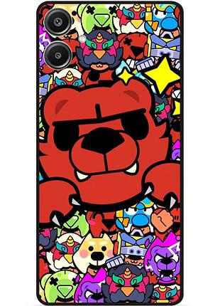 Силиконовый бампер чехол для samsung a07 стикеры бравл нита brawl