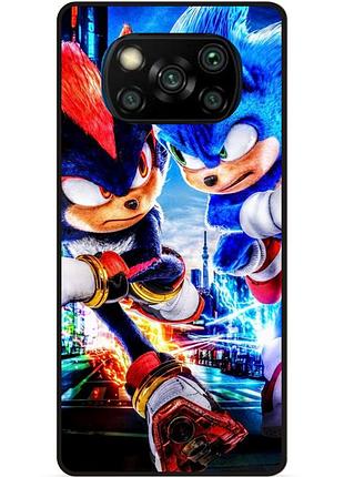 Силиконовый чехол бампер для xiaomi poco x3 с картинкой соник sonik шэдоу