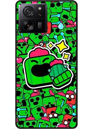 Силиконовый бампер чехол для xiaomi 13t стикеры бравл спайк brawl