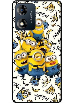 Силиконовый бампер чехол для motorola moto e13 с рисунком minion миньоны