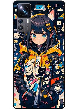 Силіконовий бампер чохол для xiaomi 12t з малюнком котики аніме