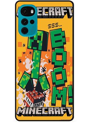 Силиконовый чехол бампер для motorola moto g22 стив minecraft крипер майнкрафт