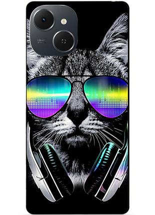 Силиконовый чехол бампер для tecno spark 40c с рисунком музыкальный кот