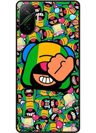 Силиконовый бампер чехол для xiaomi poco f7 стикеры бравл леон brawl