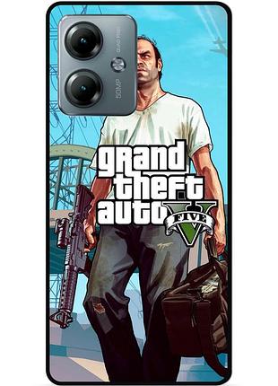 Силиконовый чехол бампер для motorola moto g14 с рисунком гта gta