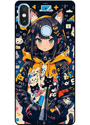 Силіконовий бампер чохол для xiaomi redmi s2 з малюнком котики аніме