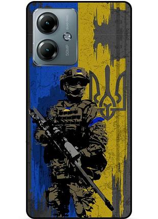 Силиконовый бампер чехол для motorola moto g14 с рисунком зсу украина воин