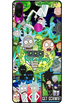 Силиконовый бампер чехол для huawei p smart plus с рисунком rick and morty рик и морти