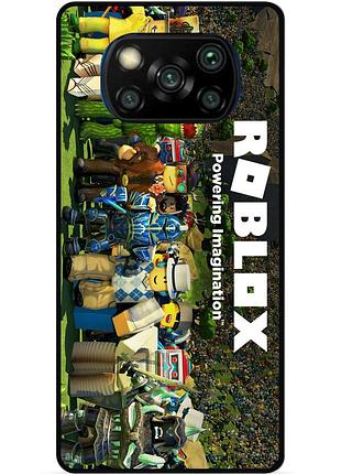 Силиконовый чехол бампер для xiaomi poco x3 с картинкой роблокс roblox