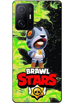 Чехол силиконовый бампер для xiaomi 11t с героем бравл леон бродячий brawl