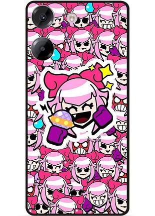 Силиконовый бампер чехол для xiaomi poco m7 pro стикеры бравл мелоди brawl