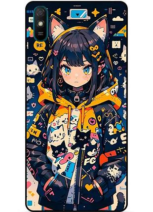 Силіконовий бампер чохол для zte blade a7 2020 з малюнком котики аніме