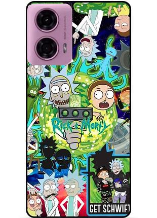 Силиконовый бампер чехол для motorola moto g85 5g с рисунком rick and morty рик и морти