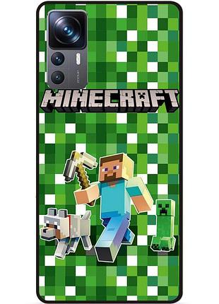 Силиконовый бампер чехол для xiaomi 12t pro стив minecraft крипер майнкрафт