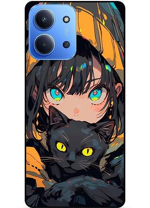 Силіконовий бампер чохол для xiaomi redmi 15c з малюнком котик аніме