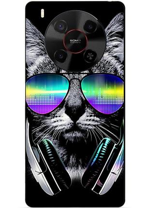 Силіконовий чохол бампер для zte nubia v70 max з малюнком музичний кіт