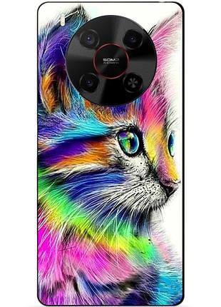 Чехол силиконовый бампер для zte nubia v70 max с рисунком акварельный кот