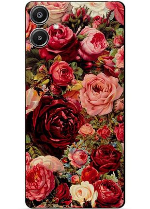 Чехол силиконовый бампер для samsung a07 с рисунком красные розы цветы