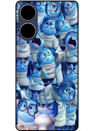 Чехол силиконовый бампер для oppo a78 с рисунком головоломка печаль