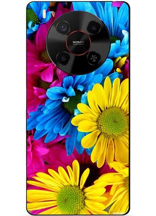 Чехол силиконовый бампер для zte nubia v70 max с рисунком хризантемы цветы