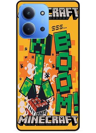 Силиконовый чехол бампер для xiaomi redmi 15c стив minecraft крипер майнкрафт