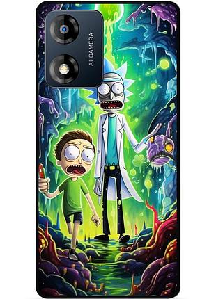 Силіконовий чохол бампер для motorola moto g04 з малюнком рік і морті rick and morty