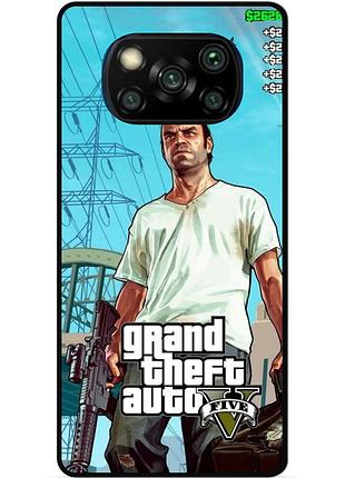 Силиконовый чехол бампер для xiaomi poco x3 с рисунком gta гта