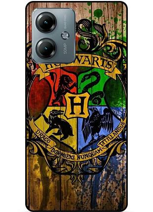 Силиконовый бампер чехол для motorola moto g14 с рисунком hogwarts хогвартс гарри поттер harry potter