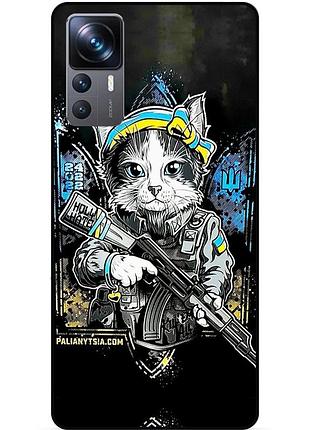 Чехол силиконовый бампер для xiaomi 12t с рисунком зсу украина котик