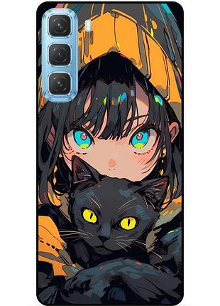 Силіконовий бампер чохол для infinix hot 60i з малюнком котик аніме