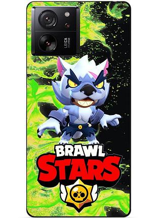 Силіконовий бампер чохол для xiaomi 13t з героєм бравл леон белый волк brawl