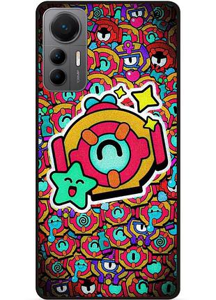Силиконовый бампер чехол для xiaomi 12 lite стикеры бравл отис brawl