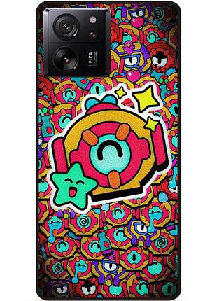 Силиконовый бампер чехол для xiaomi 13t стикеры бравл отис brawl