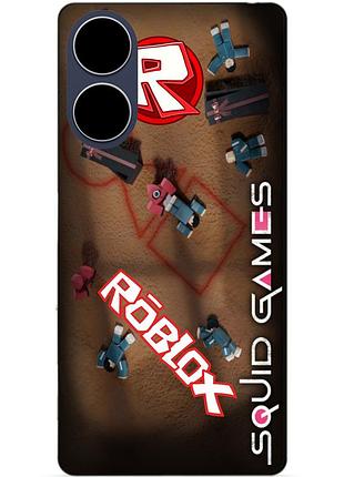 Силиконовый бампер чехол для oppo a17 с рисунком roblox игра в кальмара роблокс