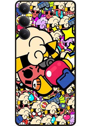 Силиконовый бампер чехол для xiaomi redmi 15 стикеры бравл мэйси brawl
