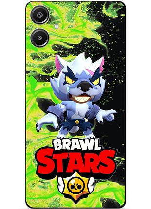 Чехол силиконовый бампер для samsung a05 с героем бравл леон белый волк brawl