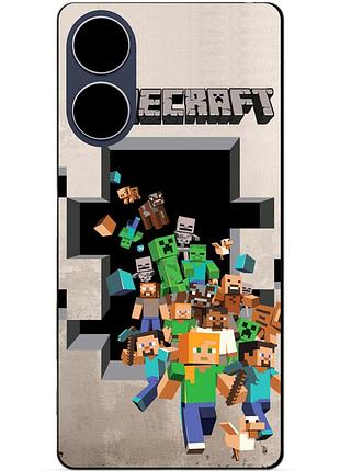 Силиконовый чехол бампер для oppo a17 с картинкой майнкрафт minecraft