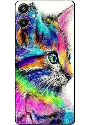 Чехол силиконовый бампер для samsung a07 с рисунком акварельный кот