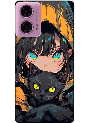 Силиконовый бампер чехол для motorola moto g85 5g с рисунком аниме котик