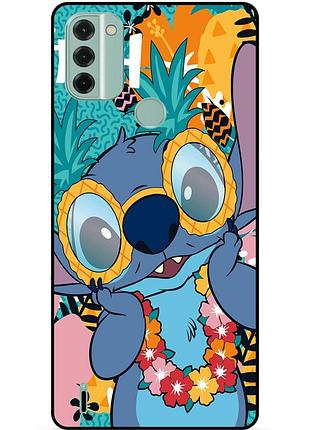 Силиконовый бампер чехол для nokia c31 с рисунком стич stitch