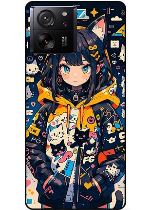 Силіконовий бампер чохол для xiaomi 13t з малюнком котики аніме