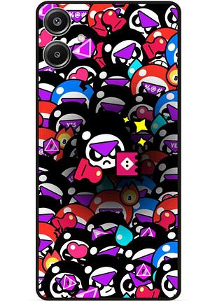 Силиконовый бампер чехол для samsung a07 стикеры бравл мипл brawl