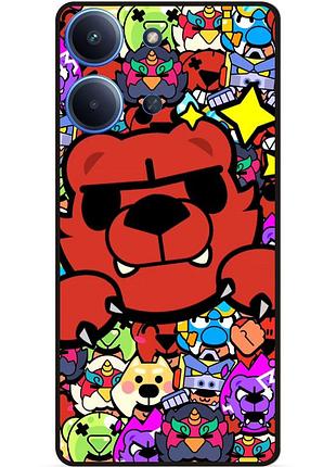 Силиконовый бампер чехол для xiaomi redmi 15c стикеры бравл нита brawl