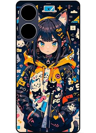 Силіконовий бампер чохол для oppo a78 з малюнком котики аніме