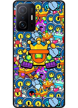 Силиконовый бампер чехол для xiaomi 11t стикеры бравл рико brawl